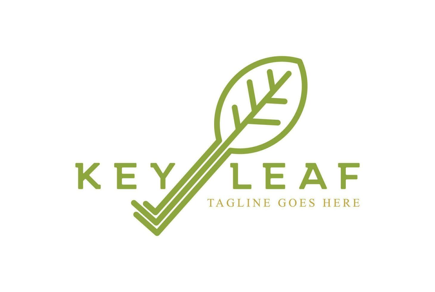 sencillo minimalista Fresco verde llave hoja árbol planta logo diseño vector