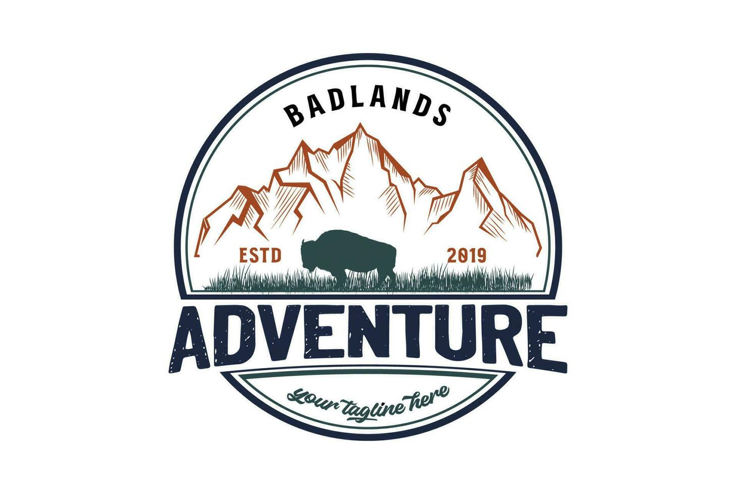 Vintage Retro American Badlands National Park for Outdoor Adventure T Shirt Logo Illustration vector