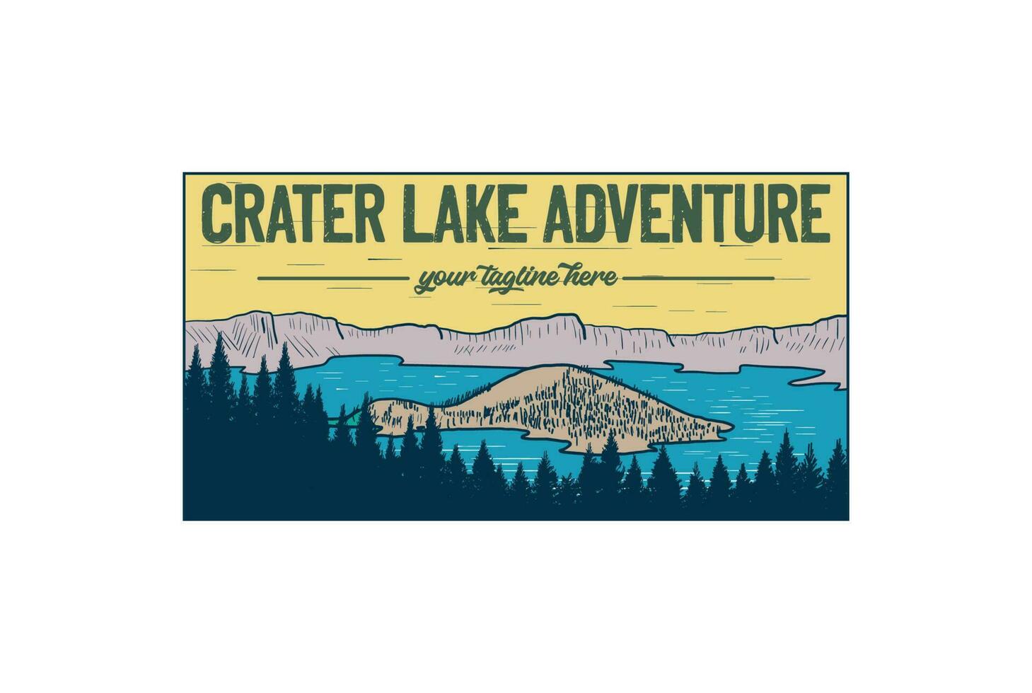 Vintage Retro American Crater Lake National Park for Outdoor Adventure T Shirt Logo Illustration vector