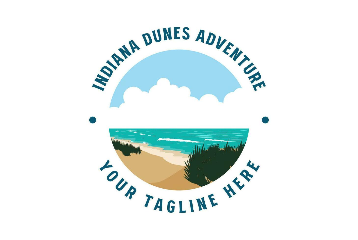 Vintage Retro American Ocean Sea Indiana Dunes Beach Coast Shore  National Park for Outdoor Adventure T Shirt Logo Illustration vector