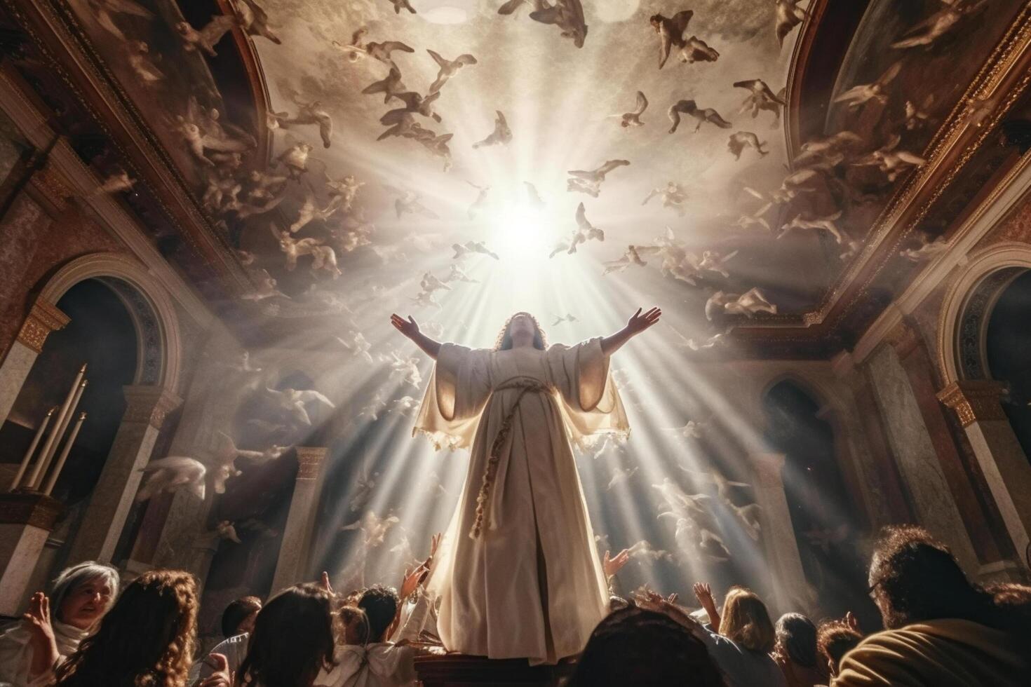 Ascension day of jesus christ or resurrection day of son of god. Good friday. Ascension day concept in church by photo