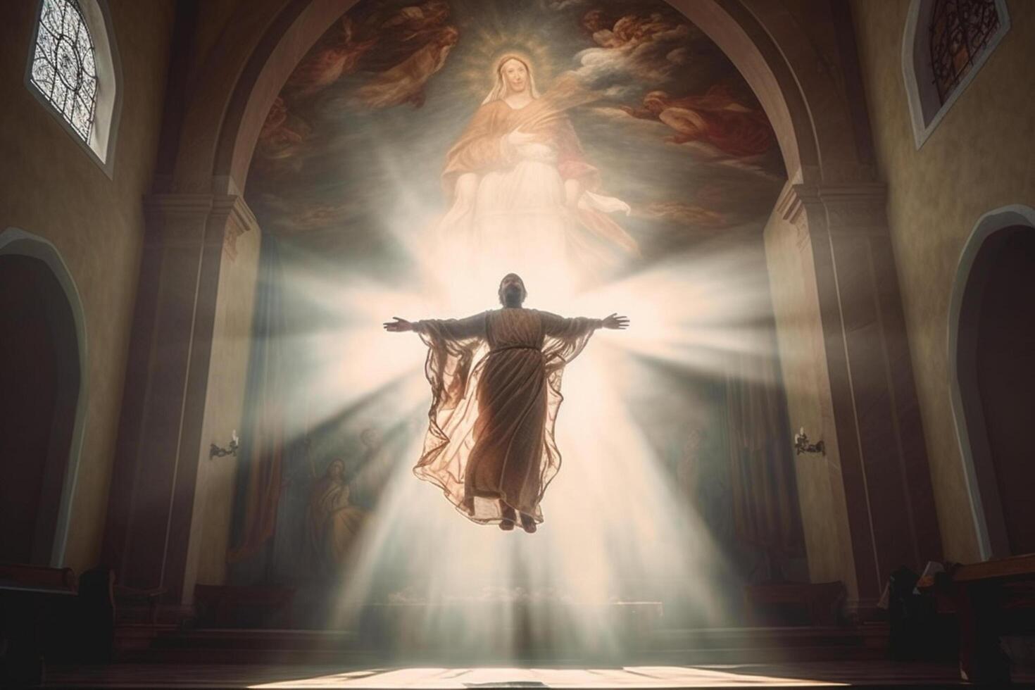 Ascension day of jesus christ or resurrection day of son of god. Good friday. Ascension day concept in church by photo