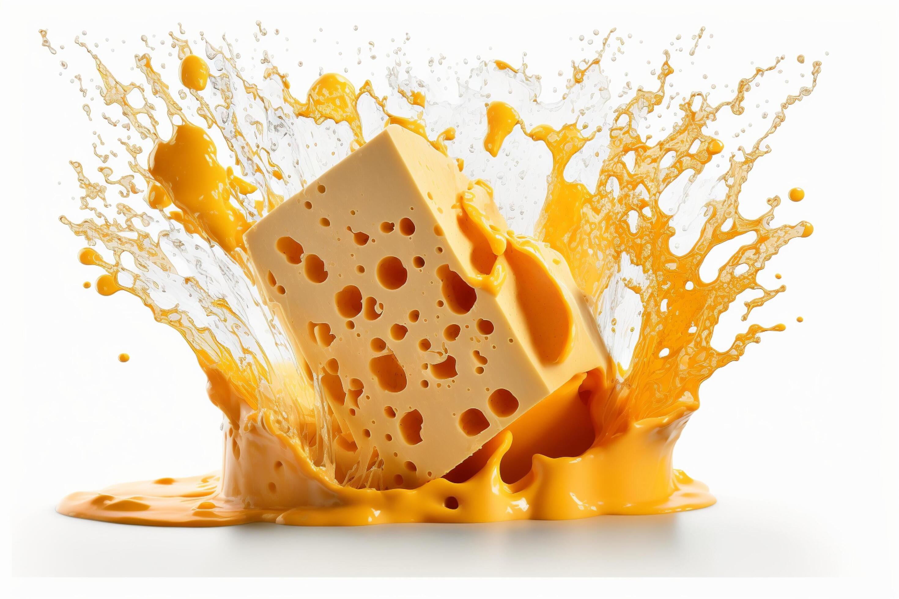 A delicious melting cheese splash in a realistic style. Hot cheese or