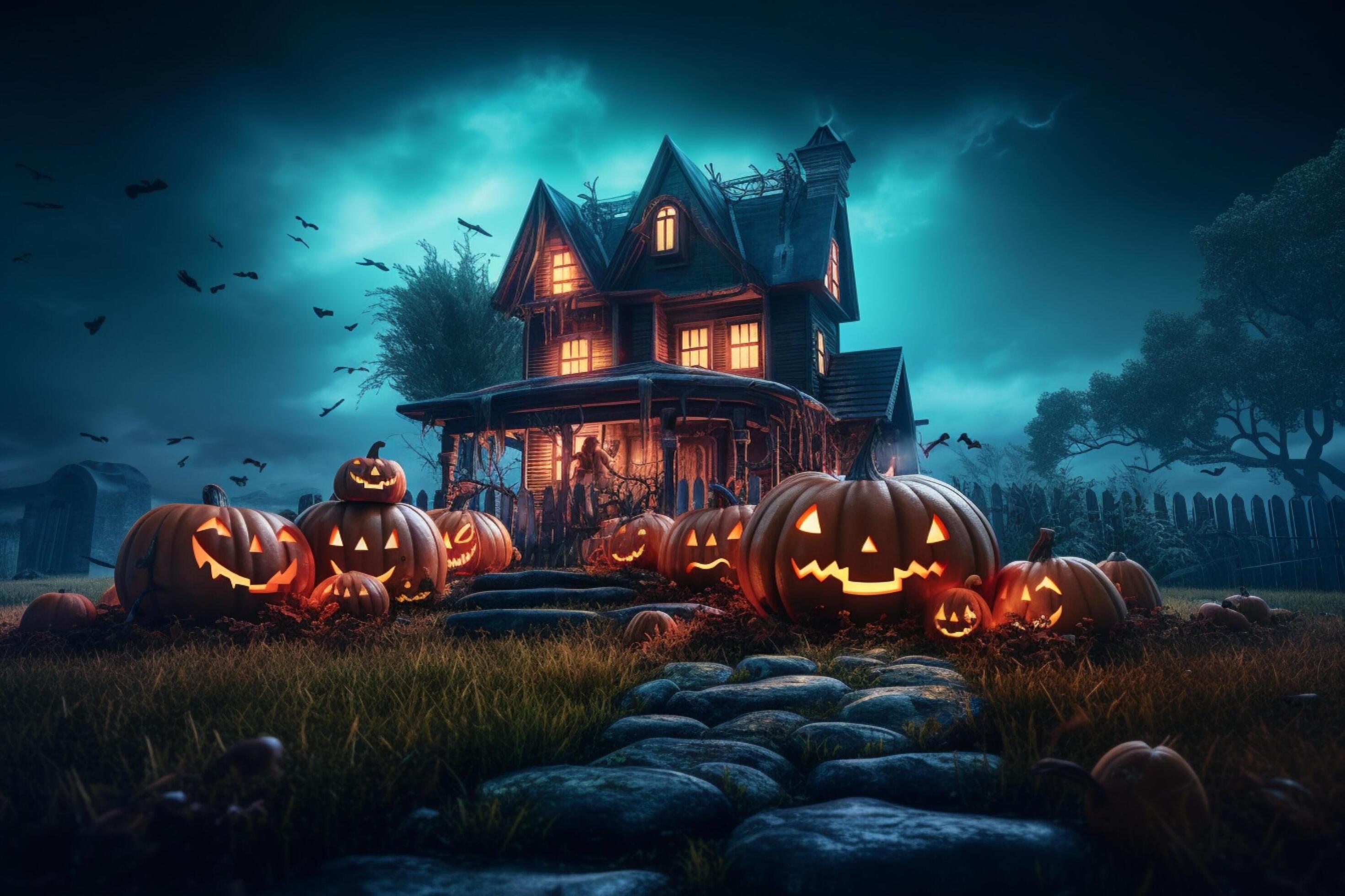 Haunted house on halloween celebration concept. Spooky house halloween ...