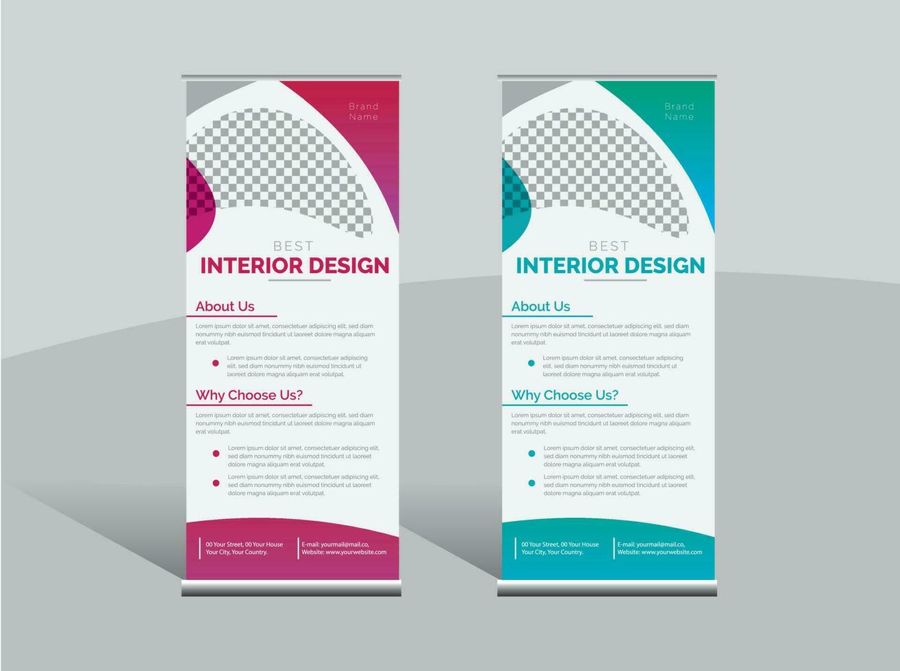 Interior Design Roll Up Banner template, stand design, display stand Design. vector