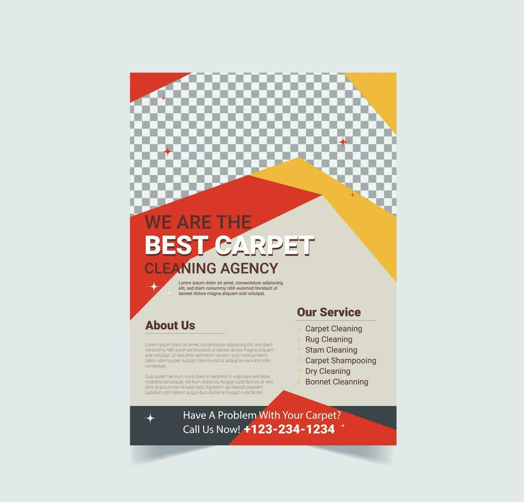 Carpet Cleaning Flyer Design Template, Cleaning Service Flyer. vector