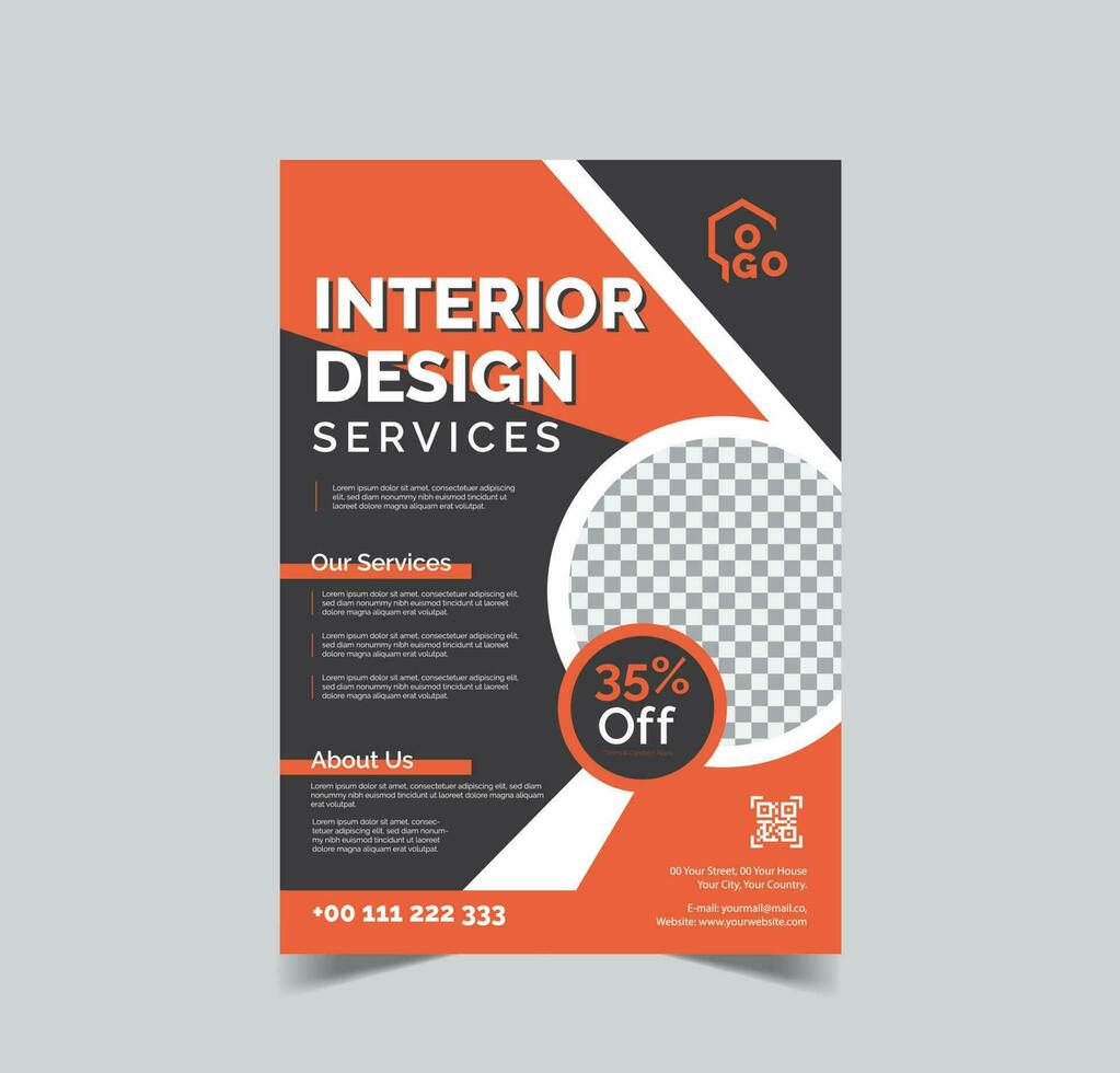 Interior Design Flyer Template, Architecture company Poster Design. vector