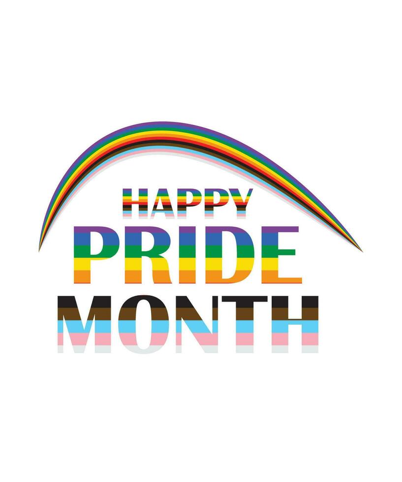 happy pride month text and rainbow vector