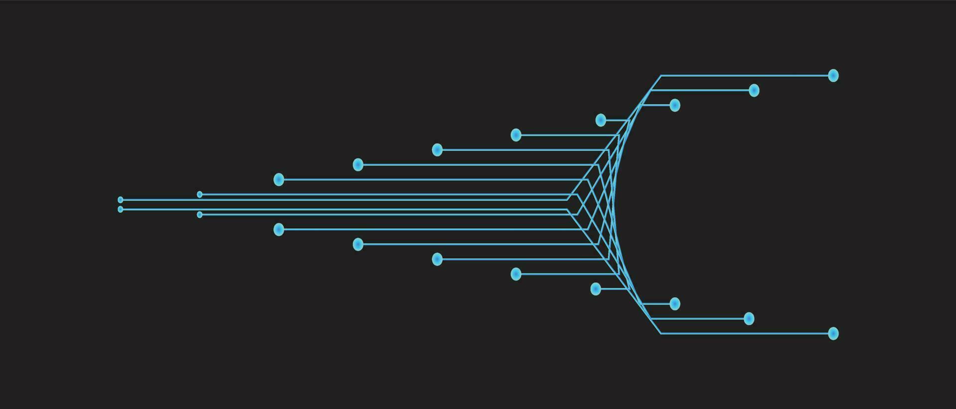 abstract light lines digital, communication on black background vector