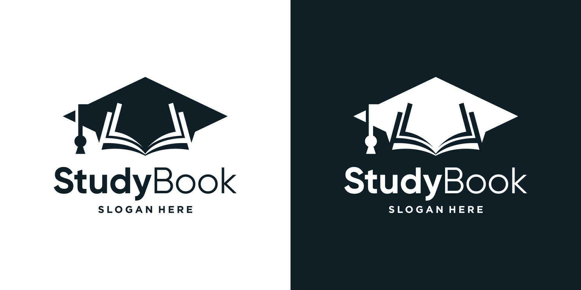 College, Graduation cap, Campus, Education logo design with book graphic vector illustration. Symbol, icon, creative.