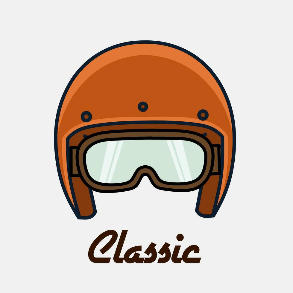 illustration vector of classic helmet with glasses perfect for print,etc