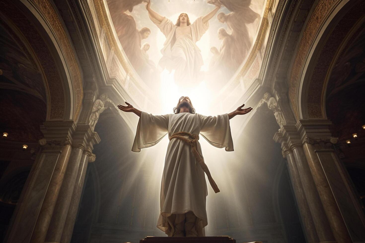 Ascension day of jesus christ or resurrection day of son of god. Good friday. Ascension day concept in church by photo