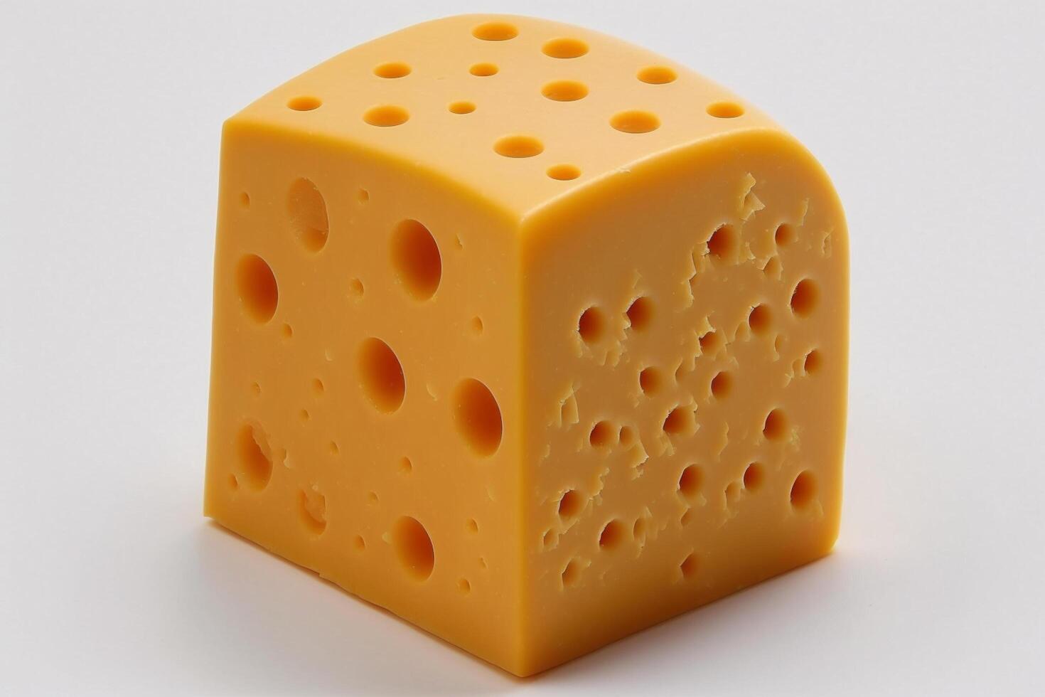 Delicious piece of cheddar cheese without packaging on white background. Emmental cheese wedge. Swiss, italian dairy fresh organic product. For cheese festival food or world cheese day by photo