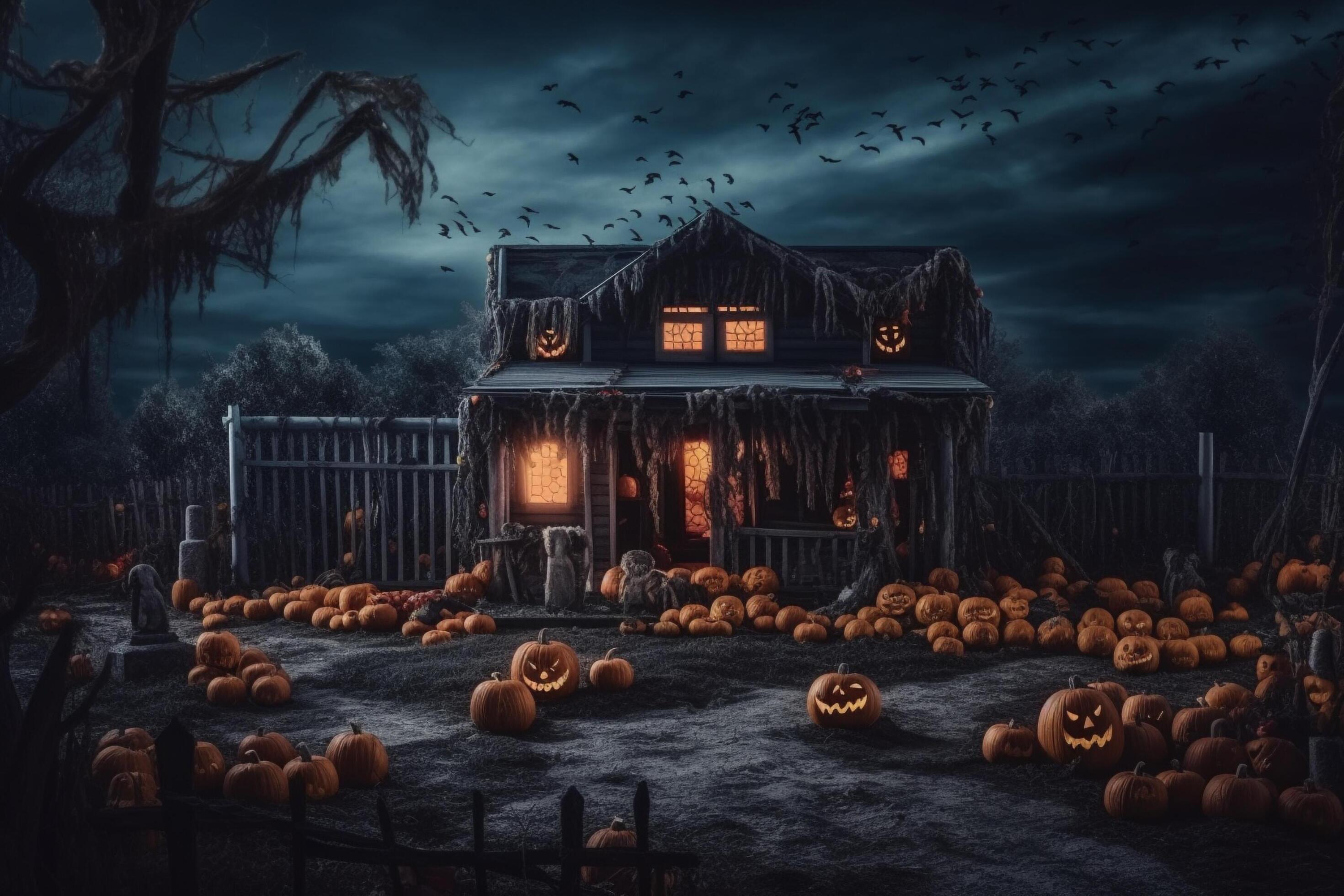 Haunted house on halloween celebration concept. Spooky house halloween ...