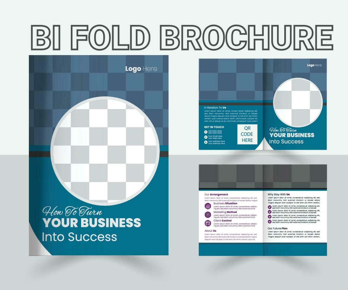 Bi Fold Beochure Design Template, Creative Minimalist business proposal template or Company profile brochure Pro Vector