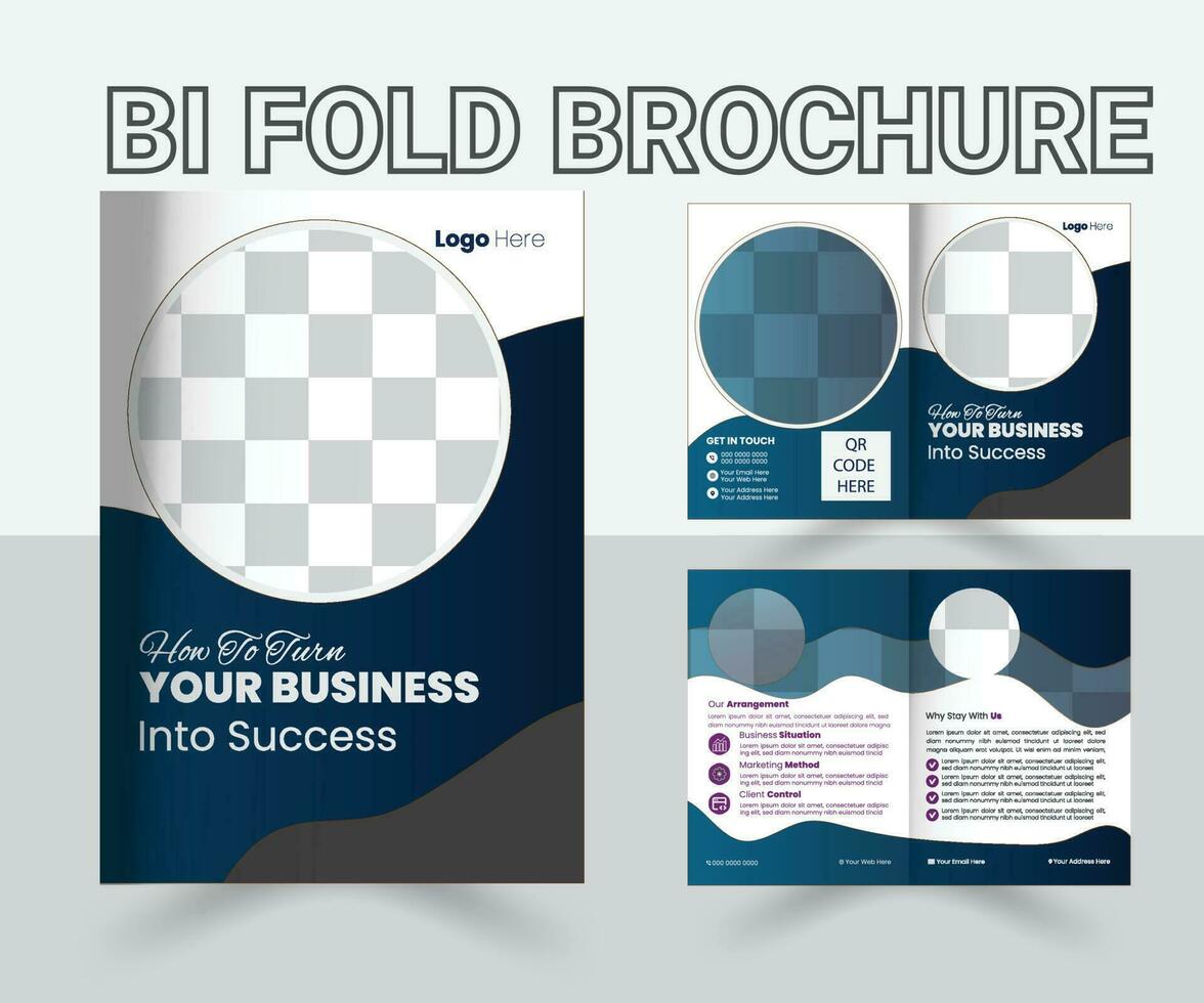 Bi Fold Brochure Design Template,  Four Pages bi fold brochure Pro Vector
