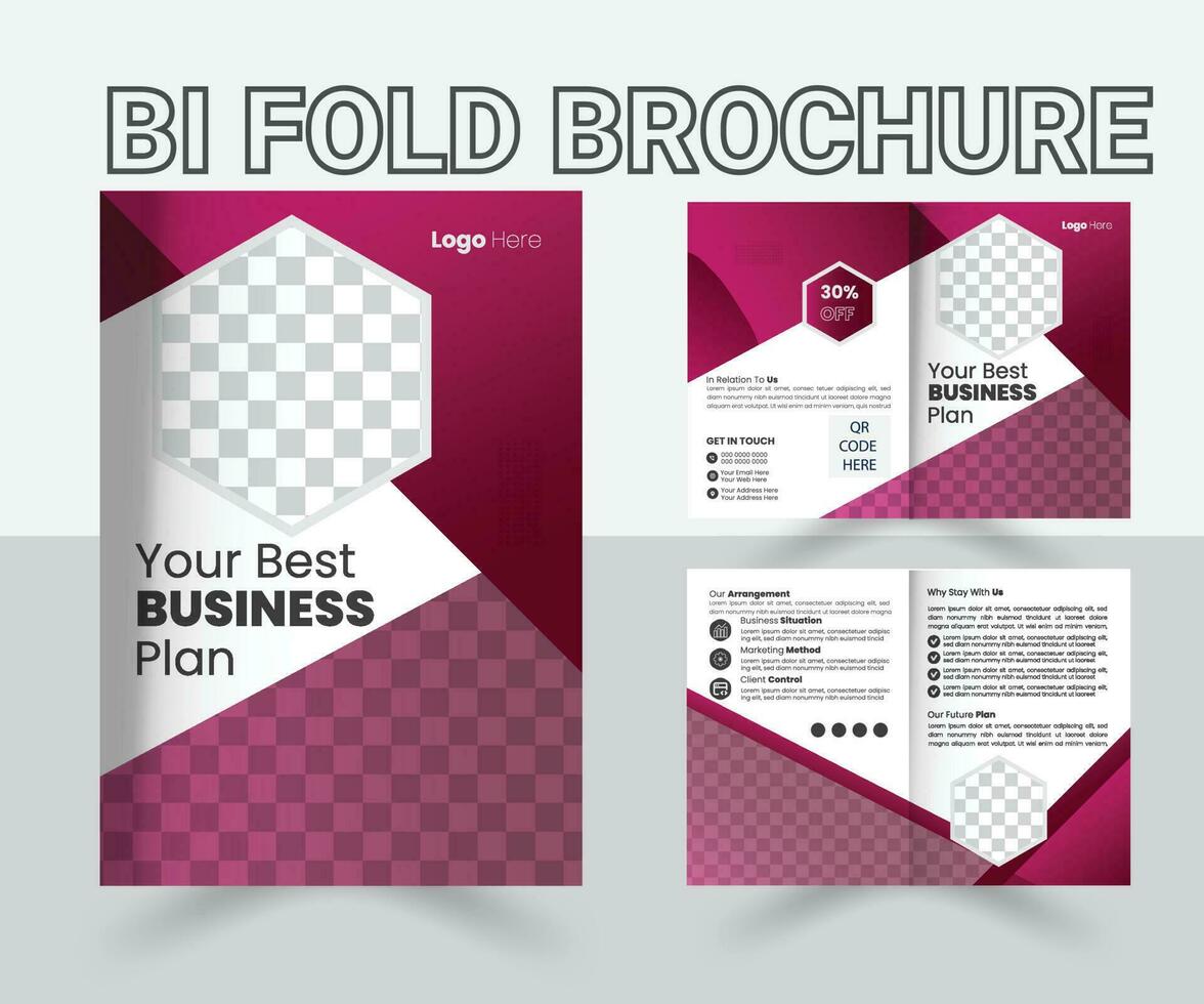 Bi Fold Beochure Design Template, Creative Minimalist business proposal template or Company profile brochure Pro Vector