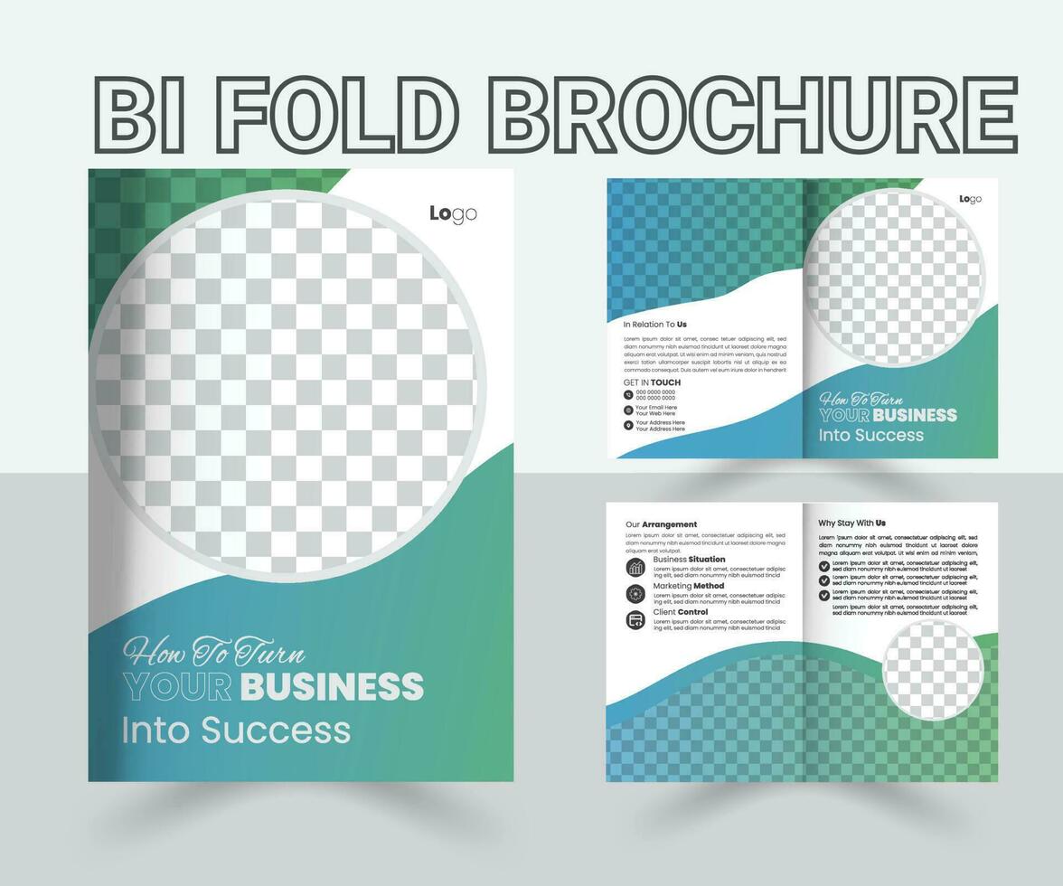 Bi Fold Beochure Design Template, Creative Minimalist business proposal template or Company profile brochure Pro Vector