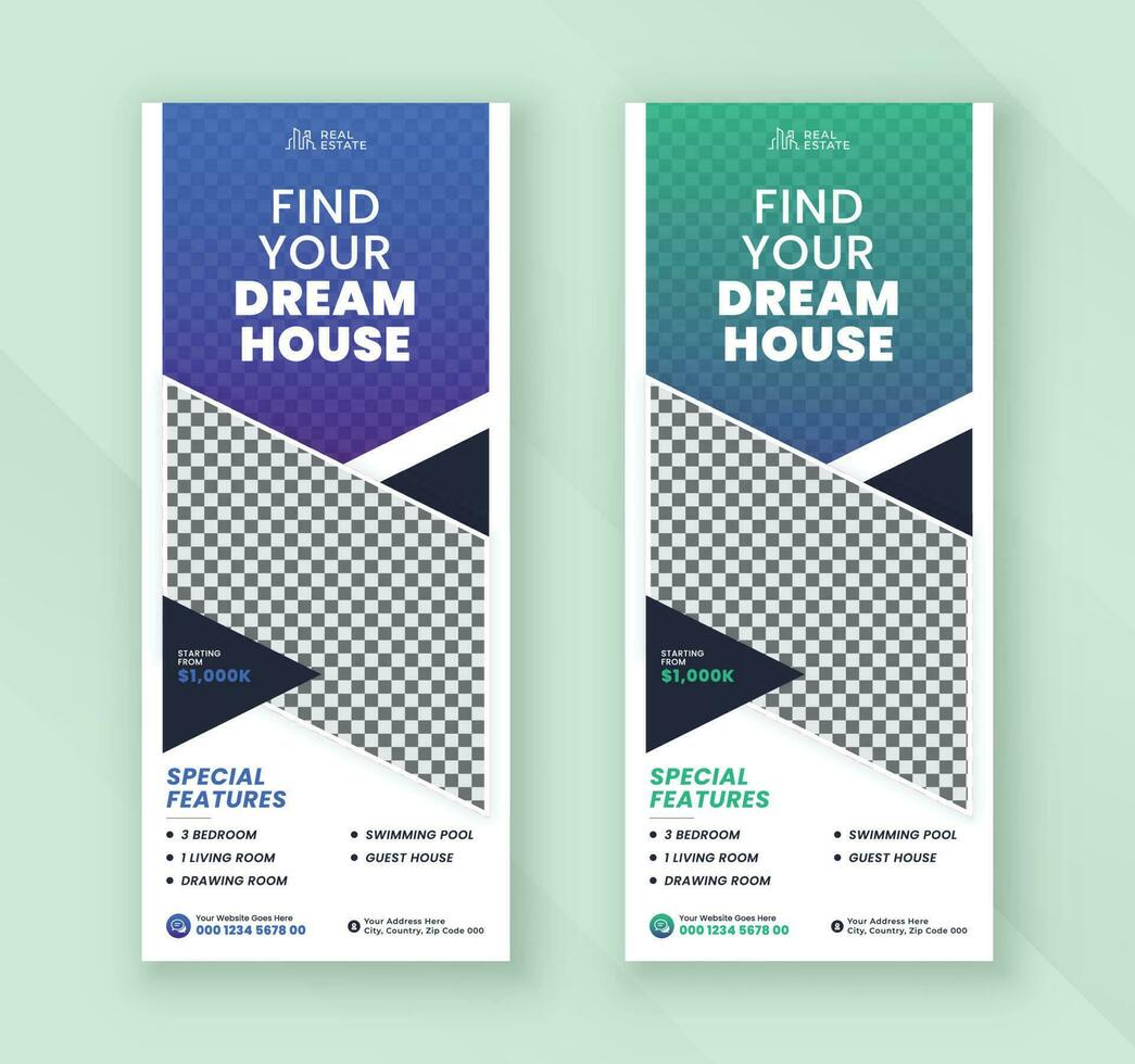 Real estate agency dream house roll up banner or pull up standee banner design template vector