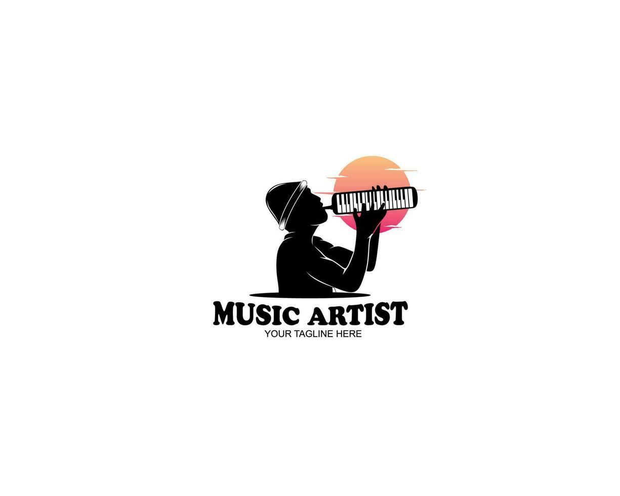 Music artist logo silhouette vector