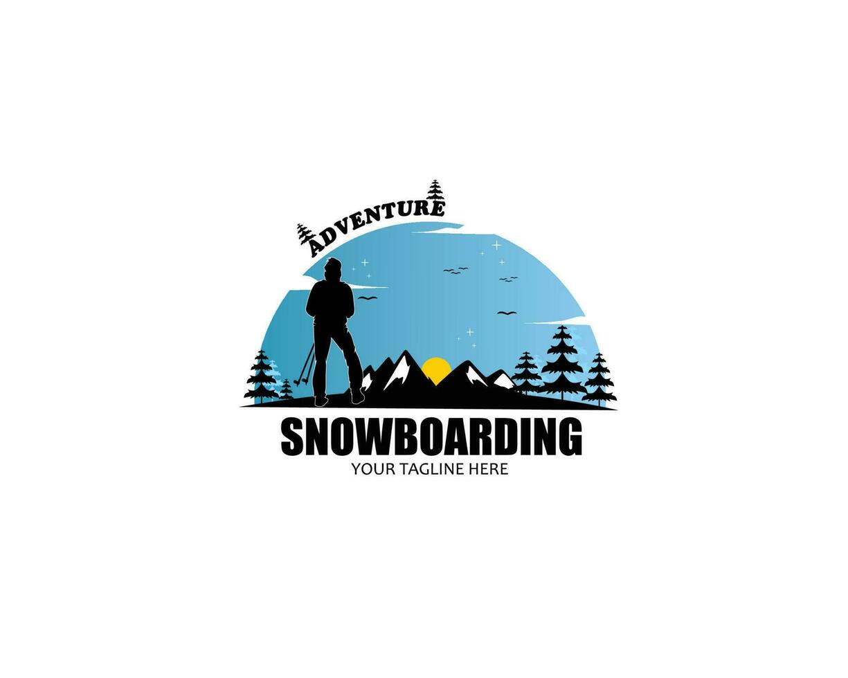 Snowboarding logo silhouette vector design