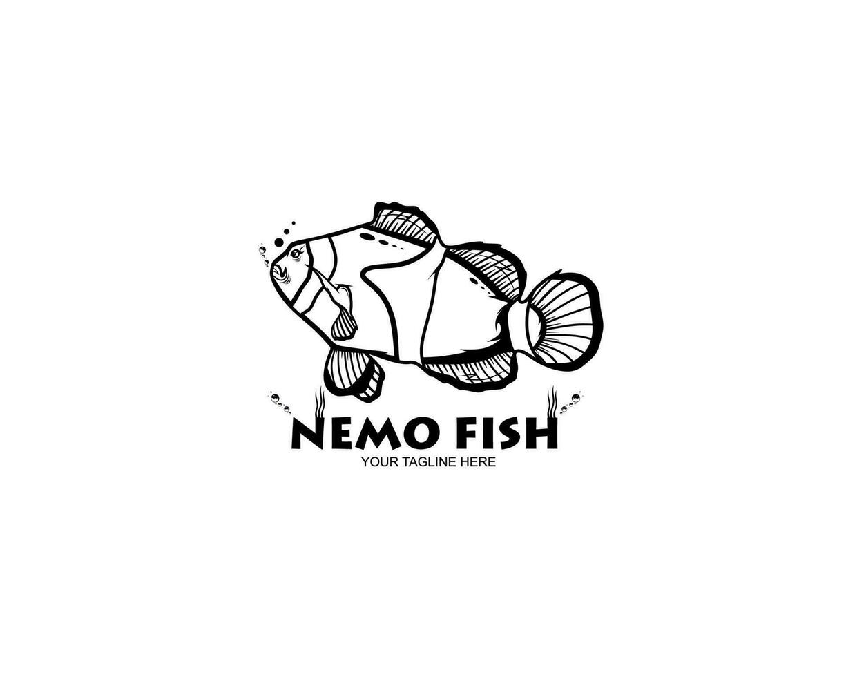 Nemo fish logo silhouette vector design