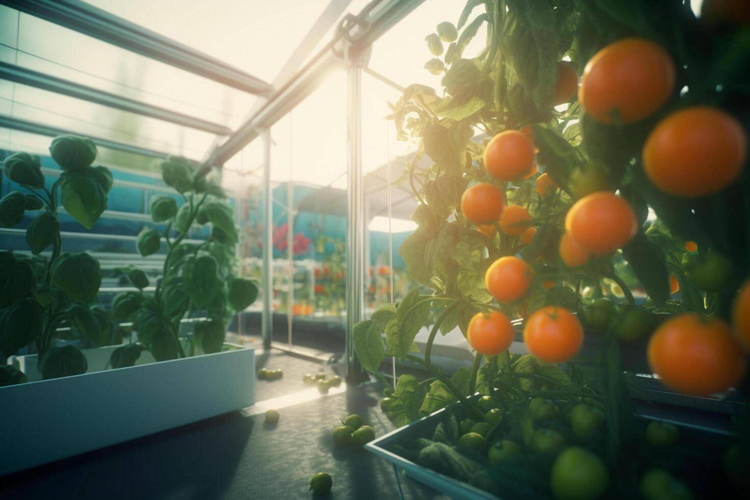 Intelligent Farming AI-Powered Greenhouse Concept Illustration photo