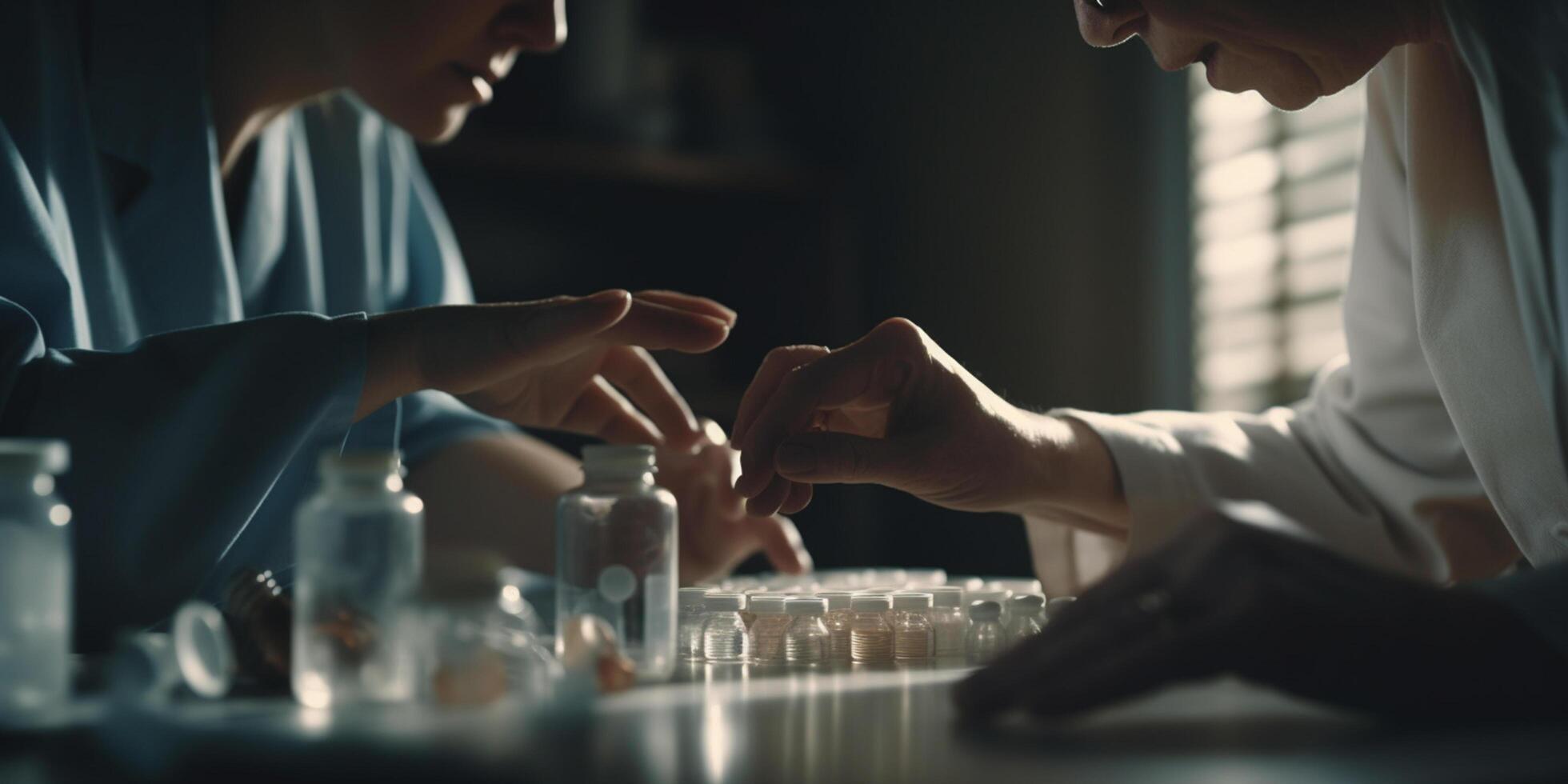 Medication Treatment Discussion Close-Up on Doctors' Hands photo