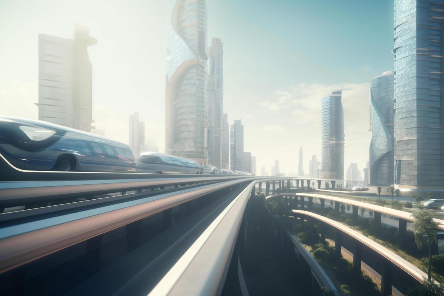 The Future City of Magnetic Levitation High-Tech and Eco-Friendly Transportation photo