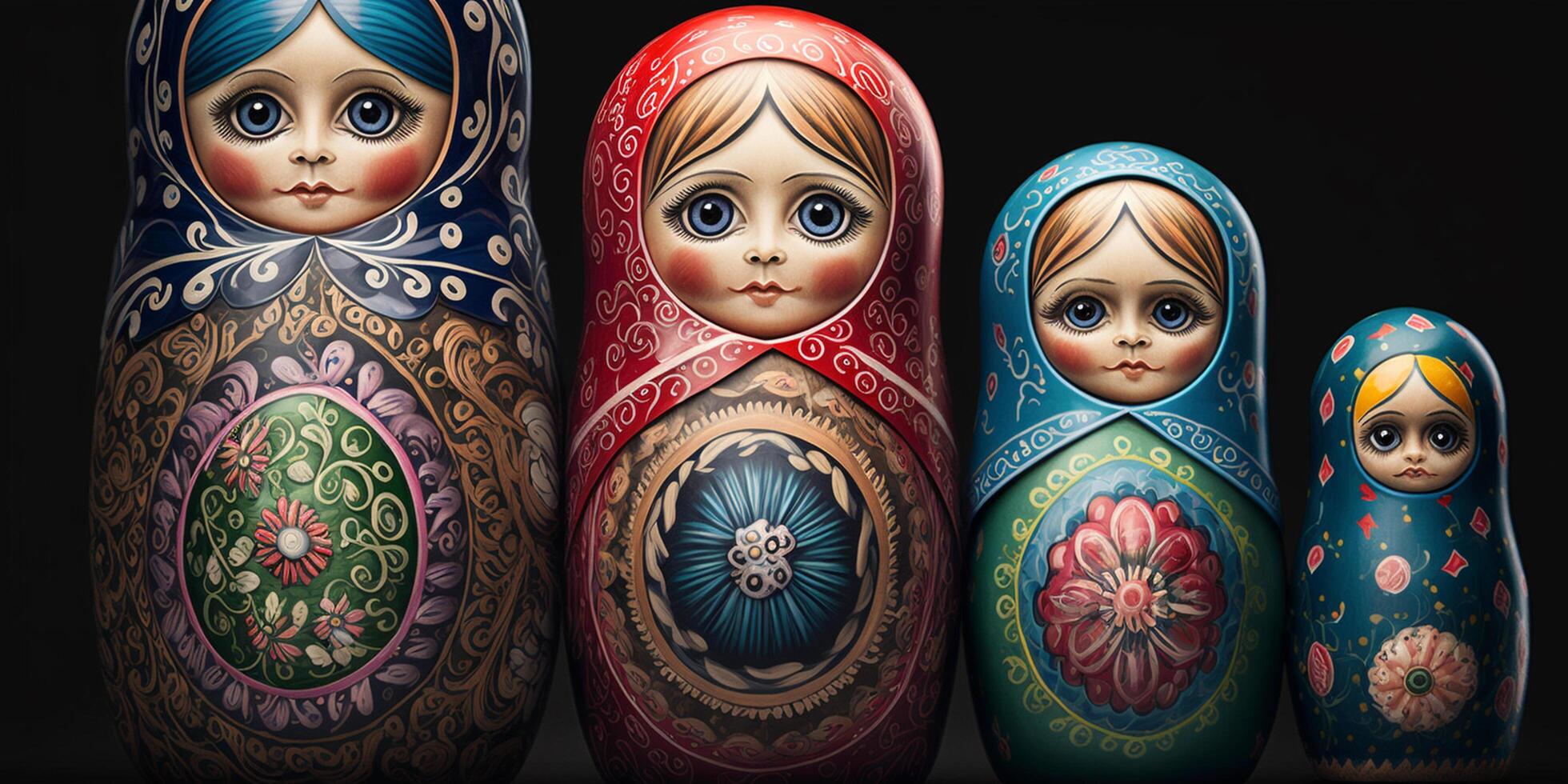 Vibrant Matryoshkas, Traditional Russian Nesting Dolls photo