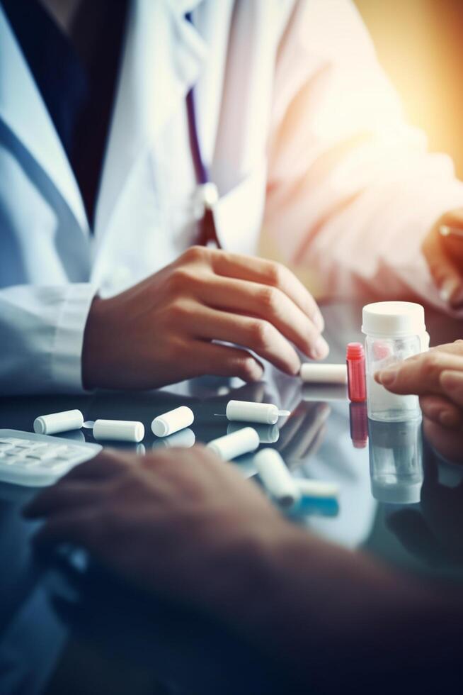 Medication Treatment Discussion Close-Up on Doctors' Hands photo