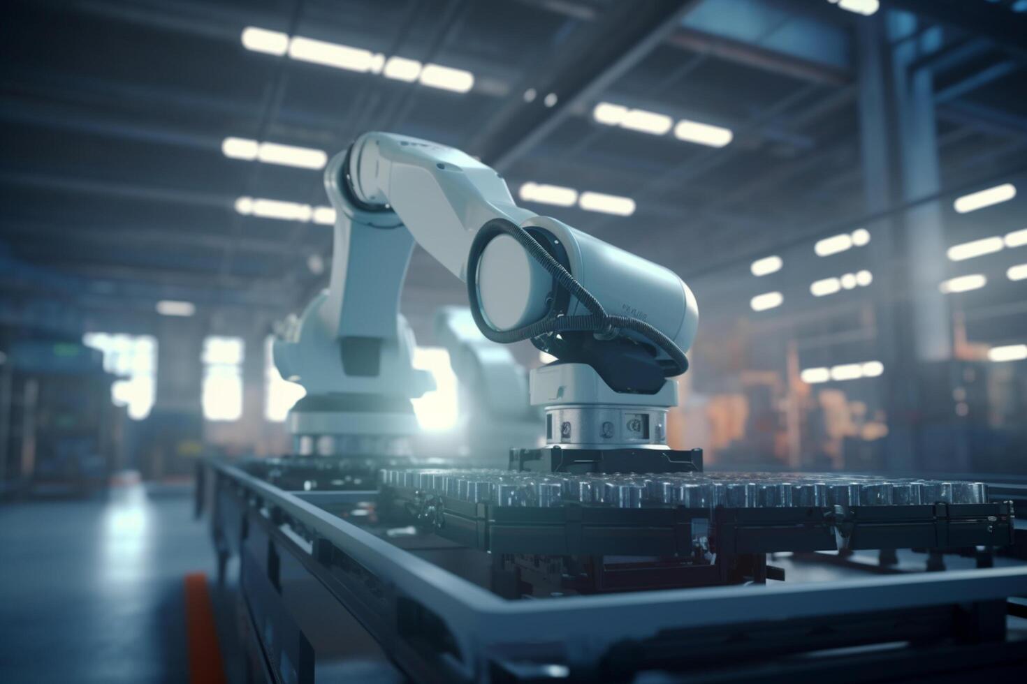 Futuristic Warehouse Robots in Charge of Logistics and Transportation photo