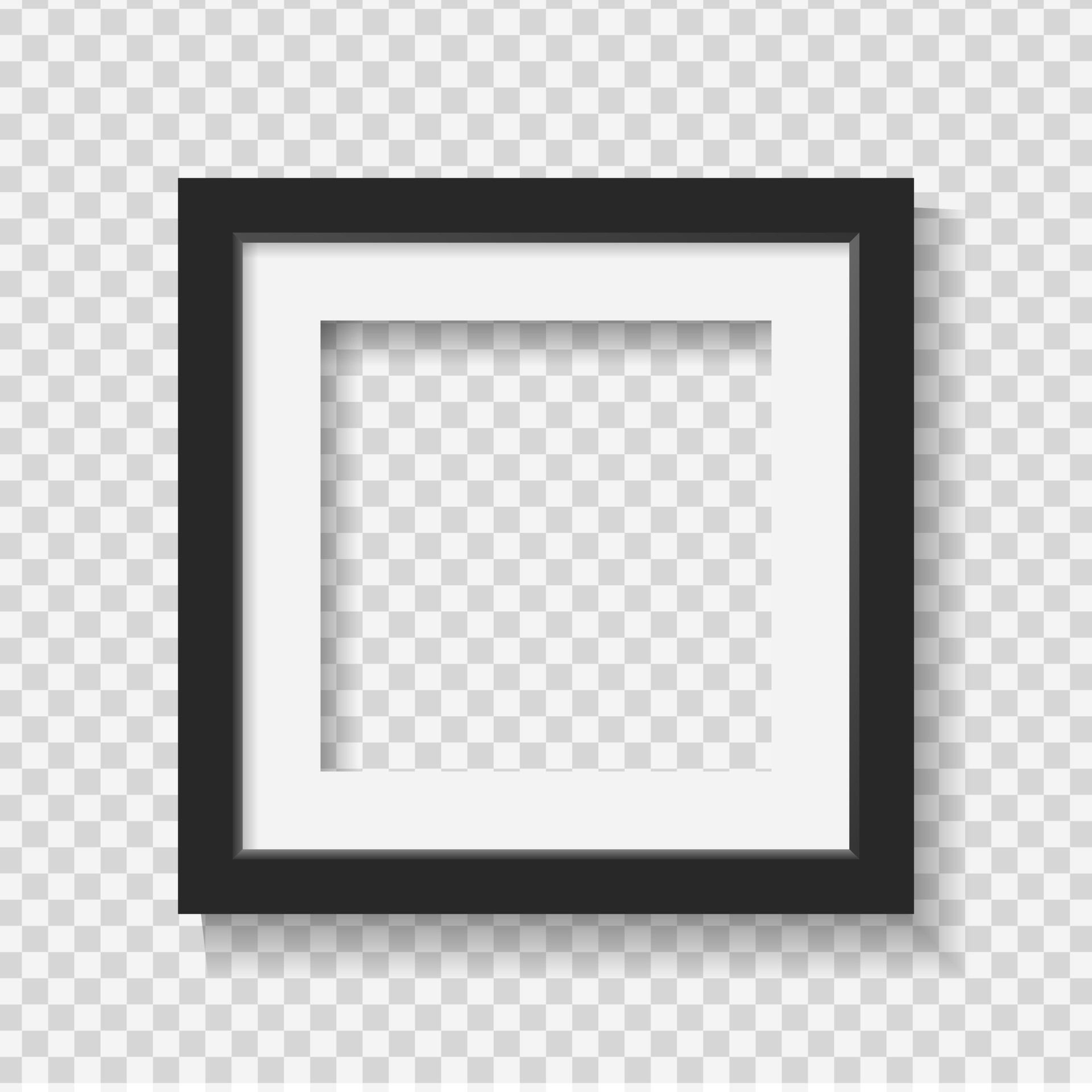 Photo Frames isolated on white, realistic square black frames mockup