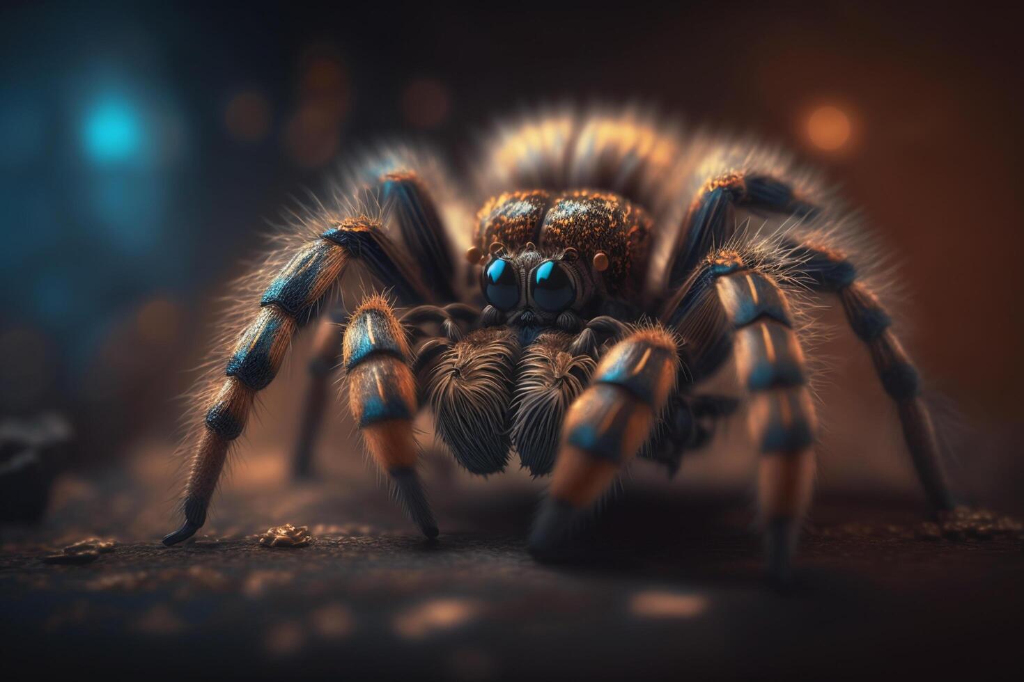 Giant Hyperrealistic Illustration of a Tarantula Insect in Close-Up View photo