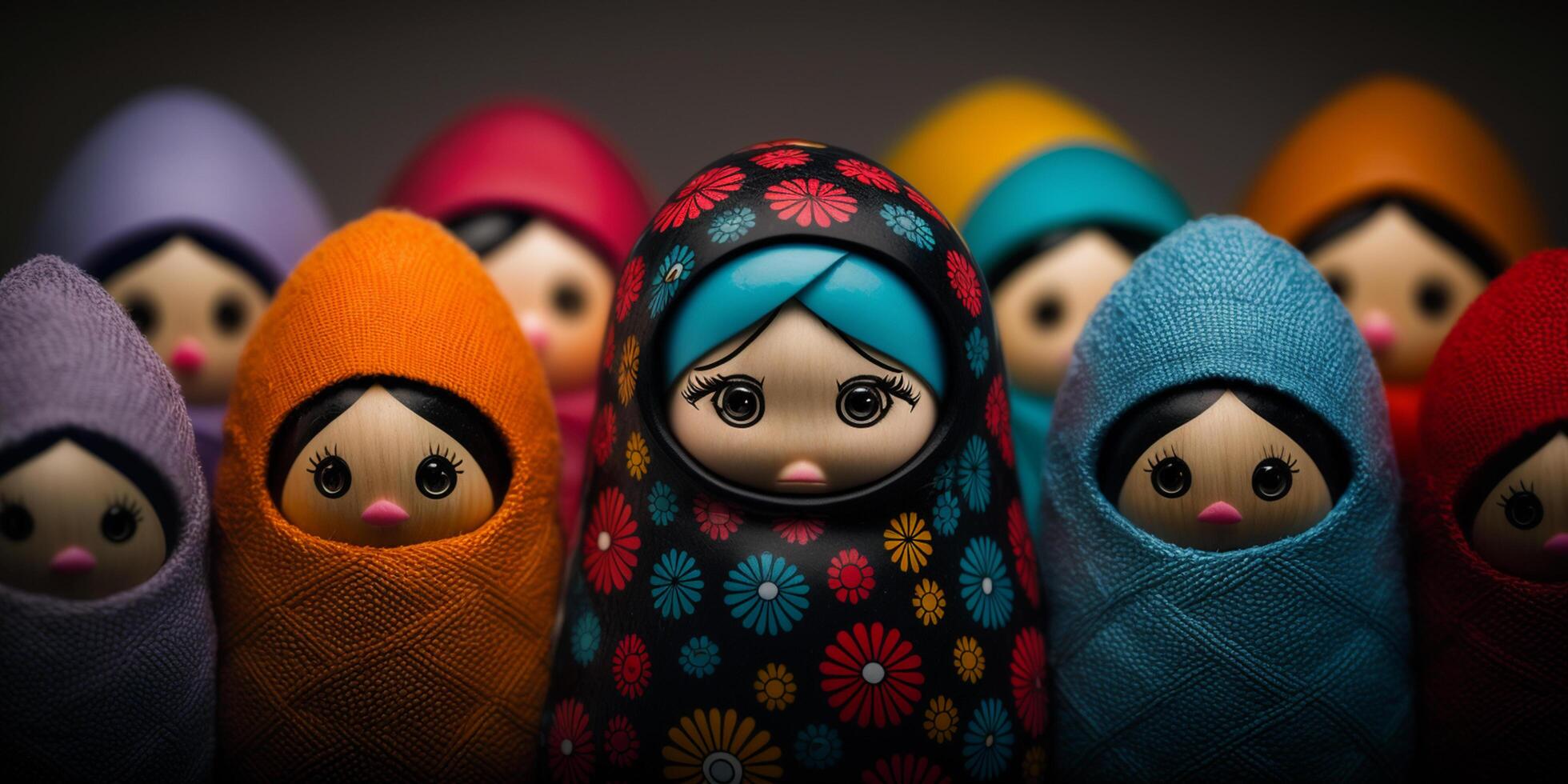 Vibrant Matryoshkas, Traditional Russian Nesting Dolls photo