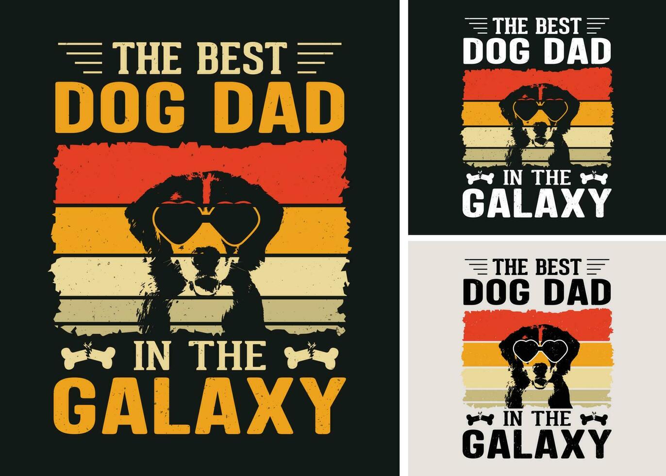 The Best Dog Dad In The Galaxy Retro Vintage T-shirt Design, Fathers Day T-shirt Gift for Dog Owner vector