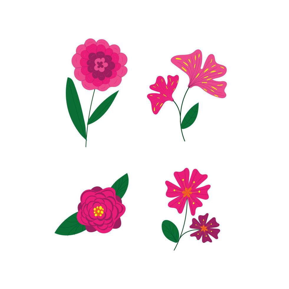 hermosa primavera flores colección en vector