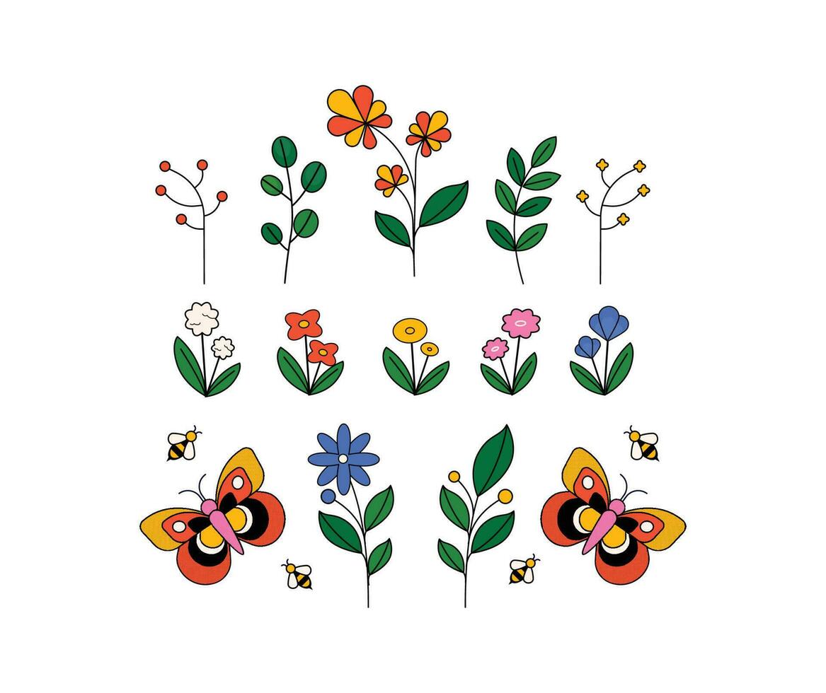 botanical flower collection vector