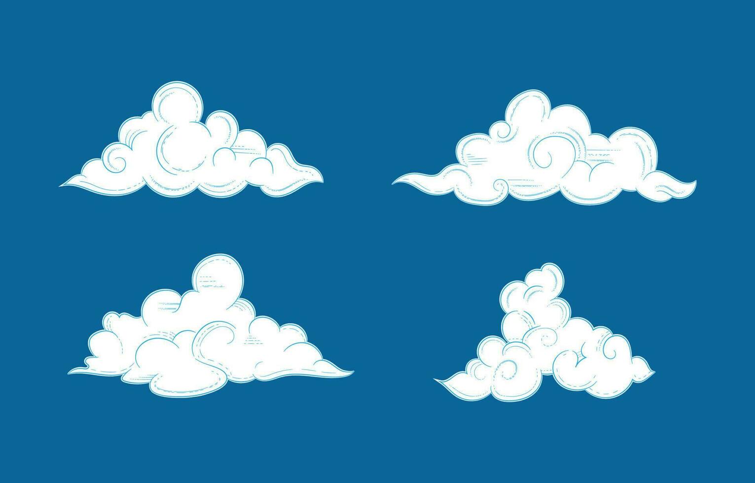 set of hand drawn clouds vector