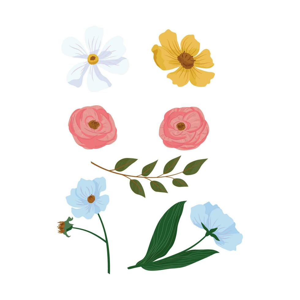 conjunto de flores de primavera vector