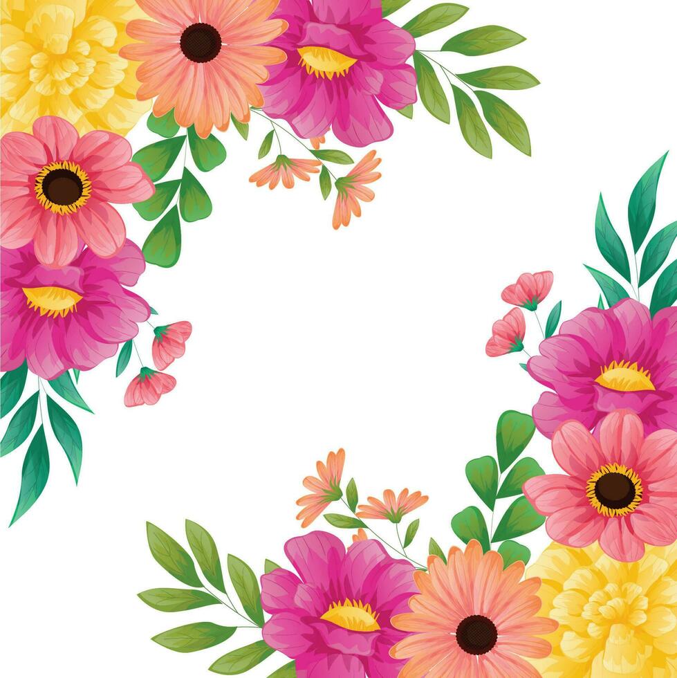 spring flowers border vector