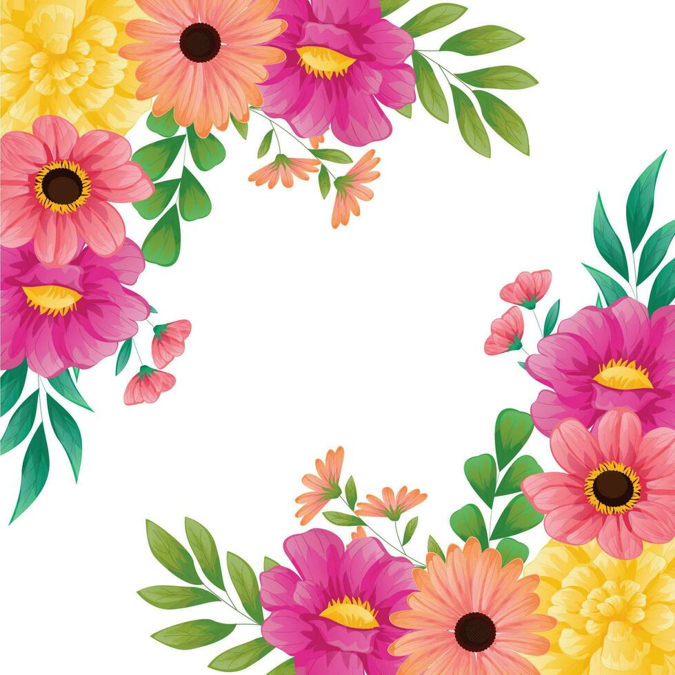 spring flowers border vector