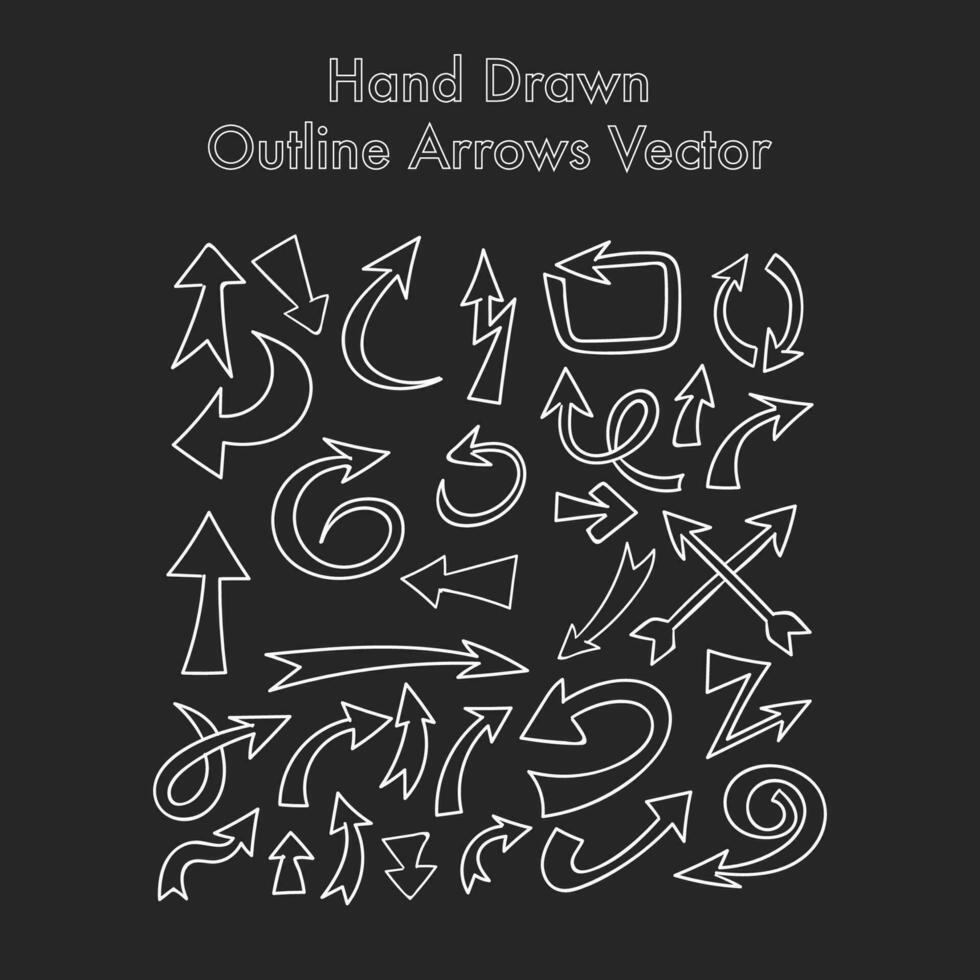 hand drawn outline arrows vector