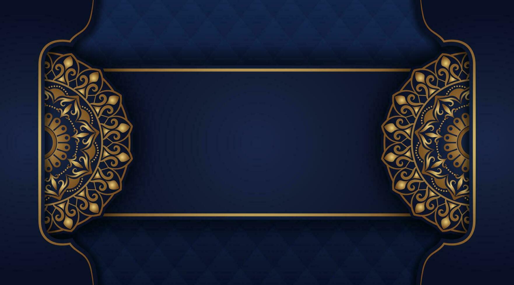 Blue background with golden mandala ornament vector