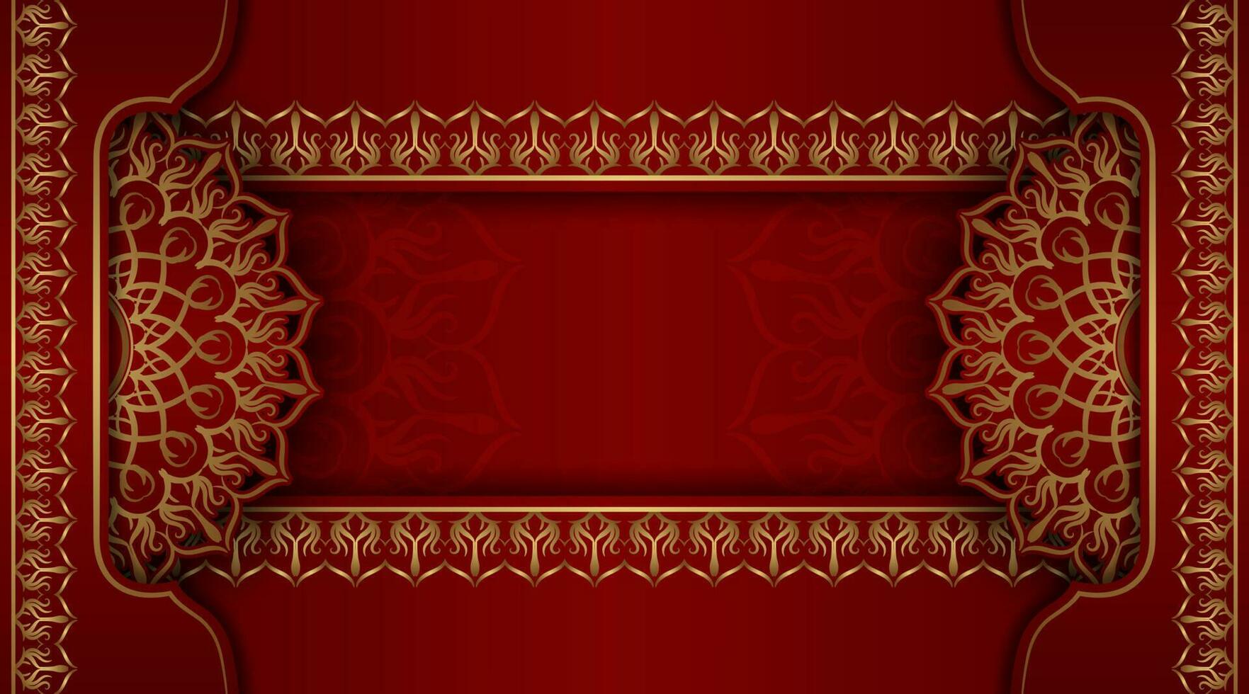 red luxury background, with gold mandala ornament vector