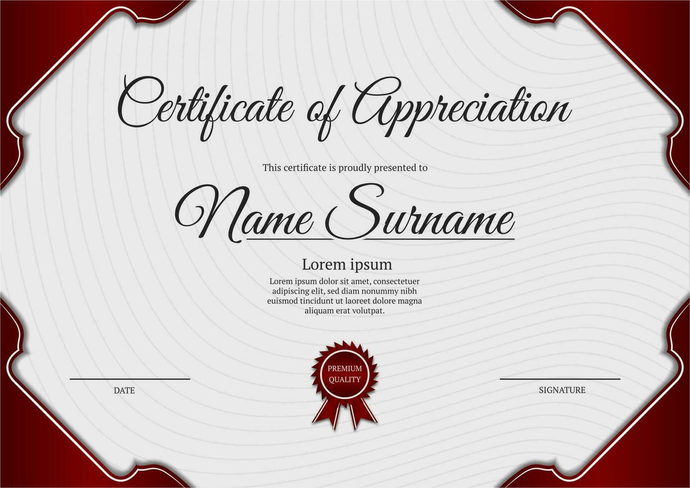 certificate template, red and white vector