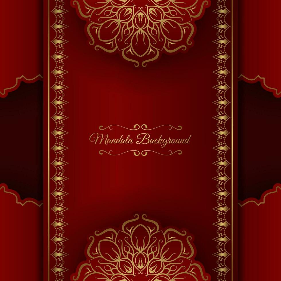 red luxury background, with gold mandala ornament vector