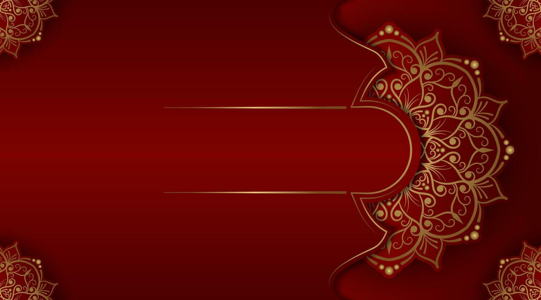 red luxury background, with gold mandala ornament vector