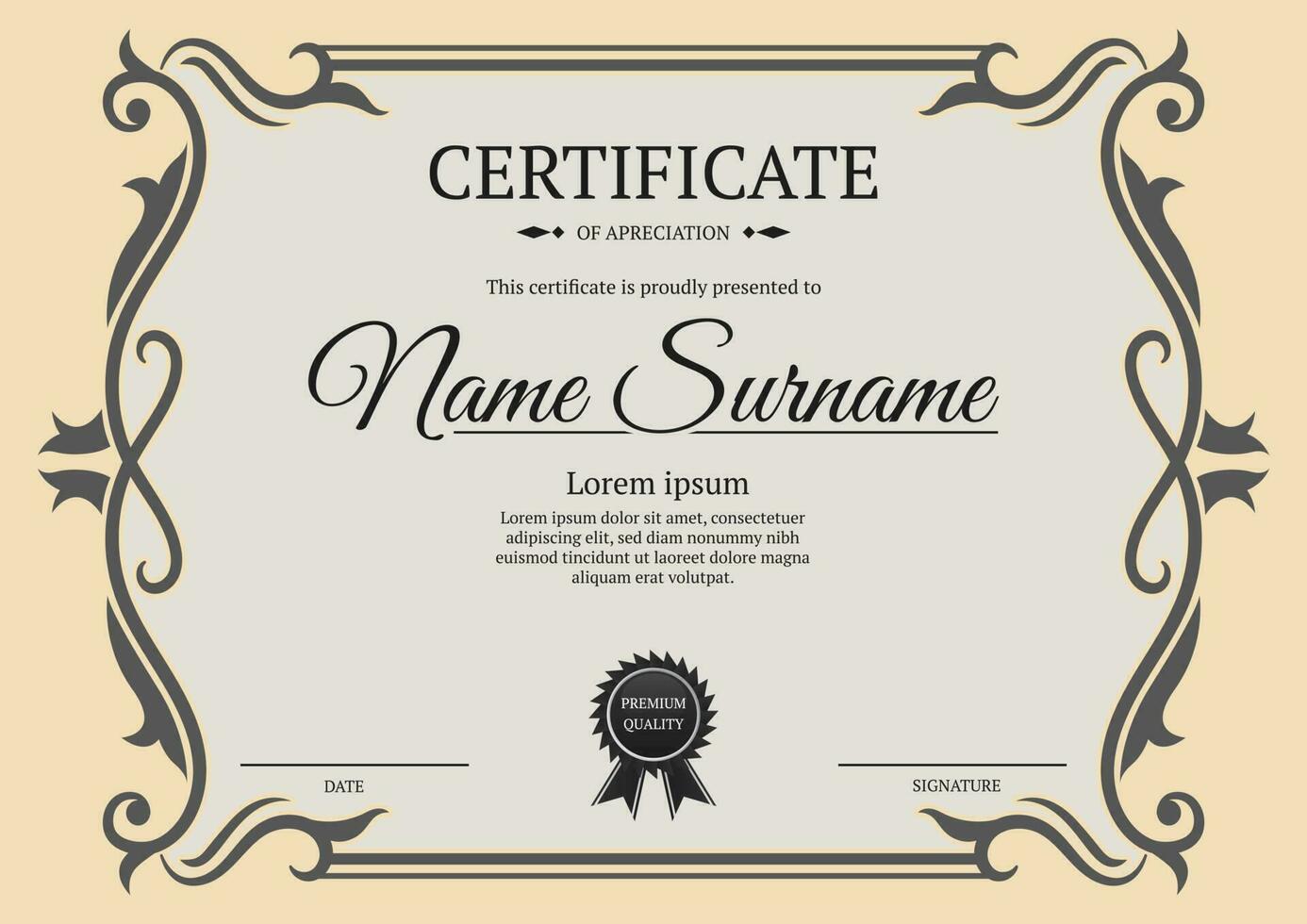 certificate template, with vintage border vector