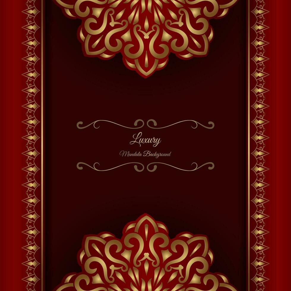 red luxury background, with gold mandala ornament vector